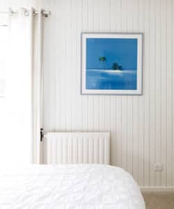 The bedroom at Bellropes, a renovation designed by Hawkes Architecture.