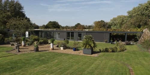 Walled garden, an energy efficient pavilion house in a listed walled garden. Another grand design by Hawkes Architecture.