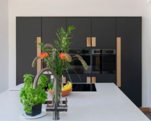 Kitchen at Bigbury Hollow, a Para 80, energy efficient passive house. Another grand design by Hawkes Architecture.
