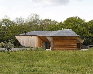 Entrance at Brooks Barn a Para 80, energy efficient passive house. Another grand design by Hawkes Architecture.