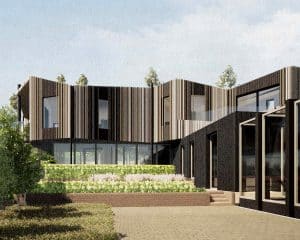 The Courtyard at Albury Hall, a Para 80, energy efficient passive house. Another grand design by Hawkes Architecture.