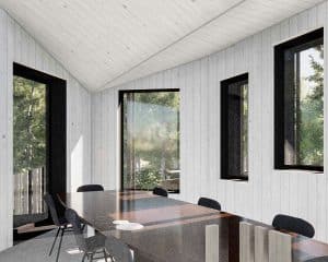 Dining space at Albury Hall, a Para 80, energy efficient passive house. Another grand design by Hawkes Architecture.