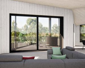 The living room at Albury Hall, a Para 80, energy efficient passive house. Another grand design by Hawkes Architecture.