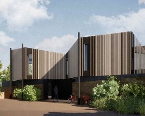 Entrance at Albury Hall, a Para 80, energy efficient passive house. Another grand design by Hawkes Architecture.