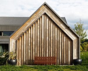 Detail of the sweet chestnut cladding at View Point, a Para 80 (Para 55), energy efficient passive house. Another grand design by Hawkes Architecture.