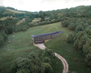 Aerial view of Lilley Brook, a Para 84, energy efficient passive house. Another grand design by Hawkes Architecture.