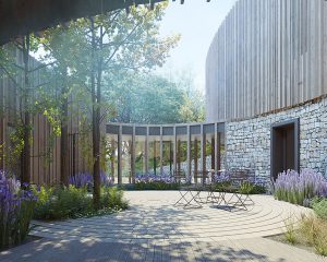 The courtyard at Bergbyr, a Para 80 (Para 134), energy efficient, passive house. Another grand design by Hawkes Architecture.