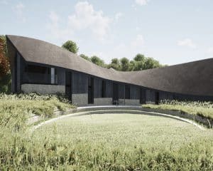 Garden at Bough House, a Para 80 / 134, energy efficient passive house. Another grand design by Hawkes Architecture.