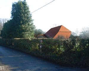 Road view at Canon Orchard a Para 80, energy efficient passive house. Another grand design by Hawkes Architecture.