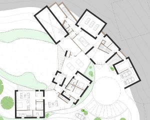 Floor plan of The Chalk Pit, a Para 80, energy efficient passive house. Another grand design by Hawkes Architecture.