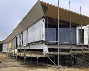 Construction at Cliff Top House, a Para 80 (Para 55), energy efficient passive house. Another grand design by Hawkes Architecture.