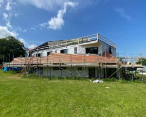 Construction at Canon Orchard a Para 80, energy efficient passive house. Another grand design by Hawkes Architecture.