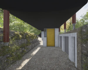 Entrance to Mossie, a Para 80, energy efficient passive house. Another grand design by Hawkes Architecture.