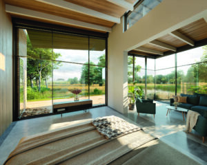 The bedroom at Green Fox Farm, a Para 80, energy efficient passive house. Another grand design by Hawkes Architecture.