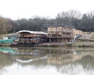 Construction at Lake House, a Para 80 (Para 79), energy efficient passive house. Another grand design by Hawkes Architecture.