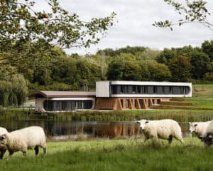 The completed project, Lake House, a Para 80 (Para 79), energy efficient passive house. Another grand design by Hawkes Architecture.