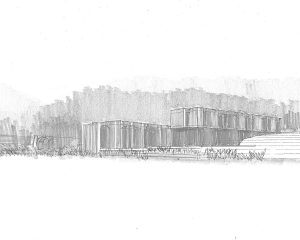 Early sketch of Lake House, a Para 80 (Para 79), energy efficient passive house. Another grand design by Hawkes Architecture.