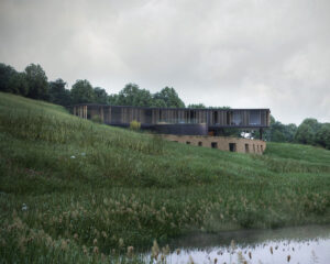 Side elevation of Lilley Brook, a Para 80, energy efficient passive house. Another grand design by Hawkes Architecture.