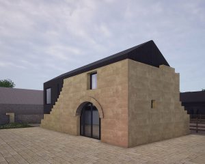 Side elevation of North Yorkshire a Para 80 (Para 55), energy efficient passive house. Another grand design by Hawkes Architecture.