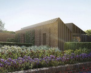 The walled garden at Rural Faversham, a Para 80, energy efficient passive house. Another grand design by Hawkes Architecture.