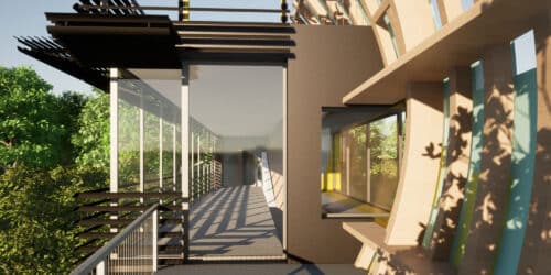 The upper deck at Mossie, a Para 80, energy efficient passive house, hidden in the landscape. Another grand design by Hawkes Architecture.