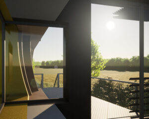 Upper entrance to Mossie, a Para 80, energy efficient passive house. Another grand design by Hawkes Architecture.
