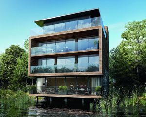 The lighthouse at The Lakes an eco development in the Cotswolds designed by Hawkes Architecture.