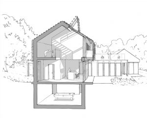 A Development Sketch for a Para 80, energy efficient passive house. Another grand design by Hawkes Architecture.