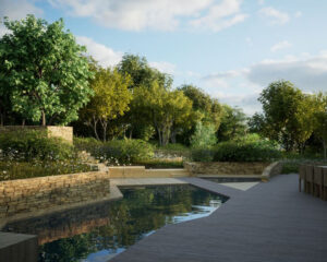 North garden of our Cotswold, Para 80, energy efficient, passive house. Another grand design by Hawkes Architecture.