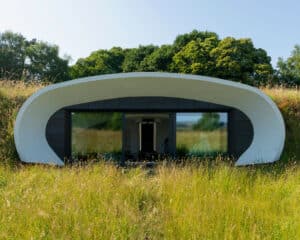 Pod window looking out at the amazing views at Bigbury Hollow, a Para 80 (PPS 7), energy efficient, passive house. Designed by Hawkes Architecture and featured on Channel 4's Grand Designs.