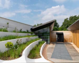 Stepped planting at Bigbury Hollow, a Para 80, energy efficient passive house. Another grand design by Hawkes Architecture.