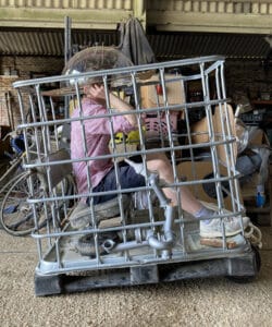 Construction of Hawkes Architecture's entry, One woman and her dog, for Goodwoof's, Barkitecture at Goodwood in May 2022.