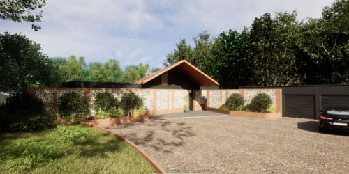 The entrance at Acorns, a Para 80, energy efficient passive house. Another grand design by Hawkes Architecture.