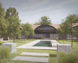 The pool of The Glades, a Para 80, energy efficient passive house. Designed by Hawkes Architecture.