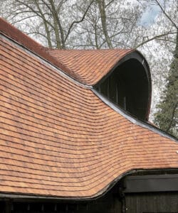 Roof detail at Benenden Barn, a Para 80, energy efficient passive house. Another grand design by Hawkes Architecture.