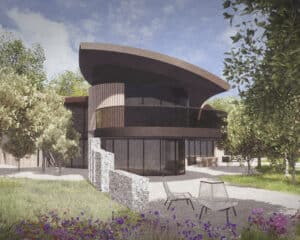 Side elevation of The Glades, a Para 80, energy efficient passive house. Designed by Hawkes Architecture.