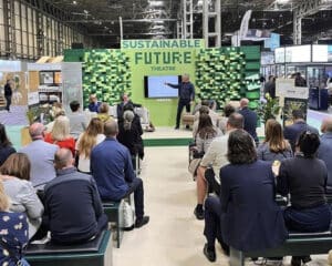 Richard Hawkes of Hawkes Architecture on stage at Grand Designs Live.