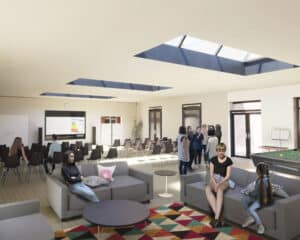 Proposed plans by Hawkes Architecture of the interior of Staplehurst Community Centre.