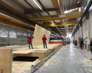 Hawkes Architecture visit Runner Haus factory to see the prefabrication process.